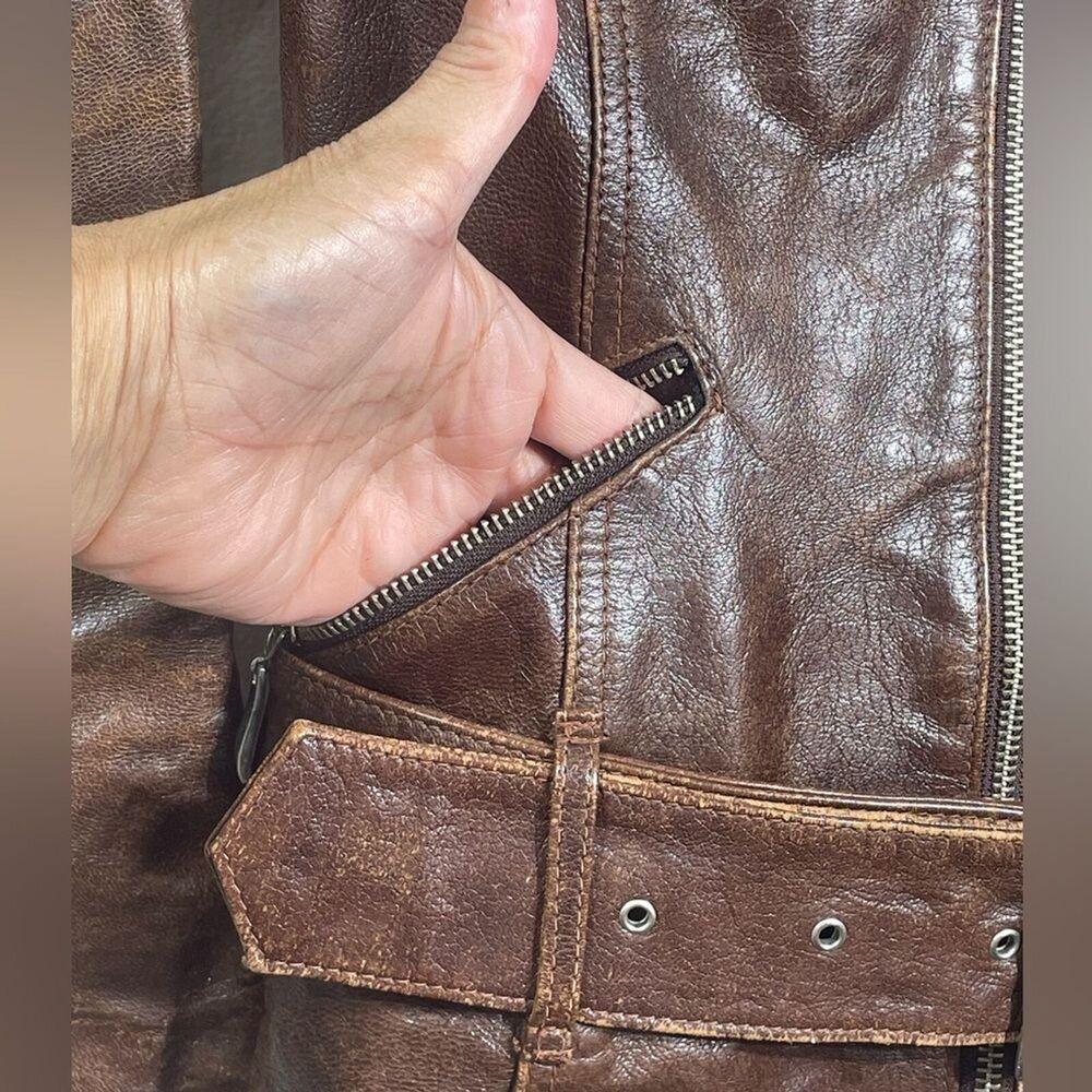 (P1) Ashwood Vintage Y2K Multi-Pocket Biker Leather Jacket Size S - Picture 5 of 16
